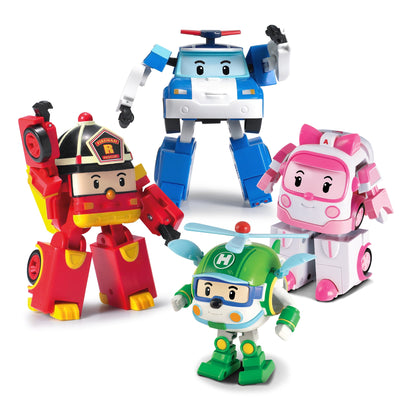 Robocar POLI Transforming Robot Toys for Ages 3+, 4 Pack